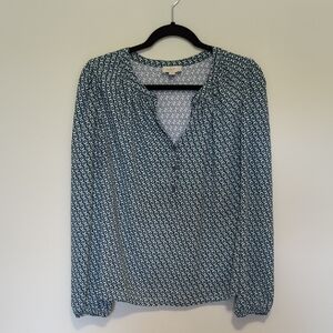 LOFT Geometric Blue Blouse